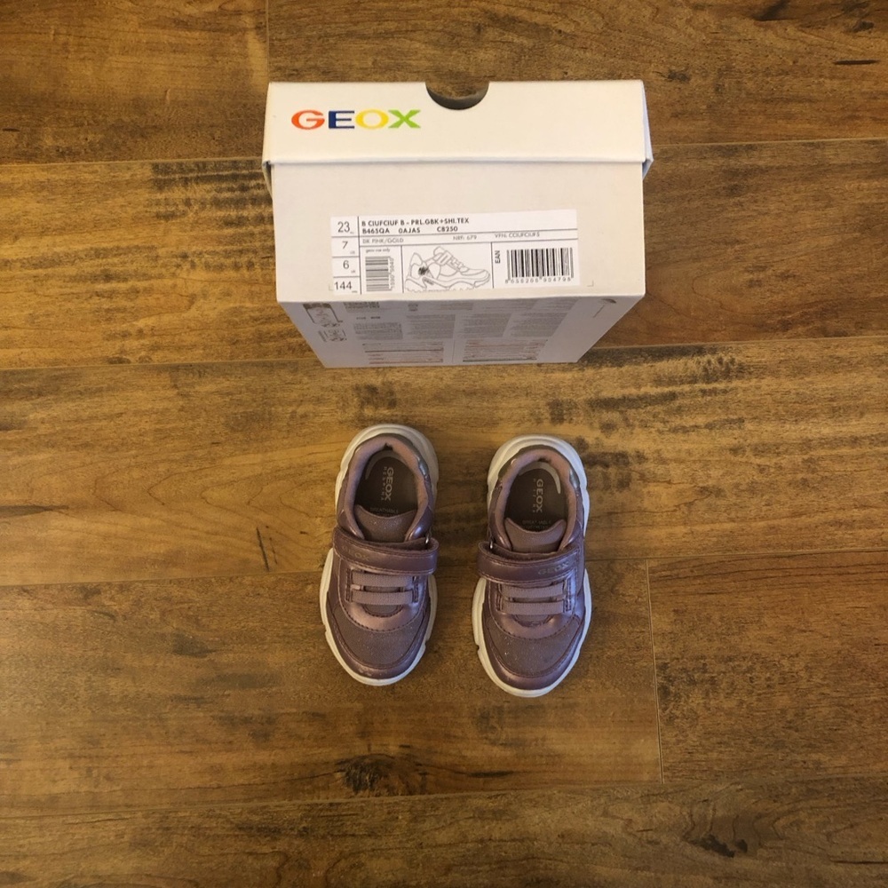 Geox Baby Toddler Girl Ciufciuf Shoes Sneakers, Dark Pink Gold, US 7, EU 23 - Picture 7 of 12